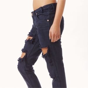 One Teaspoon 30 (8) Trashed Free Birds Low Waist Short Rise Rigid Skinny Jeans